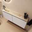 MONDIAZ TURE-DLUX Meuble toilette - 120cm - Linen - EDEN - vasque Frappe - position gauche - 1 trou de robinet SW1102861