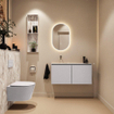 MONDIAZ TURE-DLUX Meuble toilette - 100cm - Cale - EDEN - vasque Glace - position gauche - sans trou de robinet SW1103218