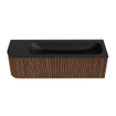 MONDIAZ KURVE 145cm Meuble salle de bain avec module 25 G - couleur Walnut - 1 tiroir - 1 porte - vasque BIG LARGE droite - 1 trou de robinet - Urban SW1138510