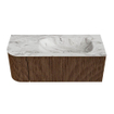 MONDIAZ KURVE-DLUX 115cm Meuble salle de bain avec module 25 G - couleur Walnut - 1 tiroir - 1 porte - vasque BIG SMALL droite - sans trou de robinet - couleur Glace SW1138009