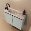 MONDIAZ TURE-DLUX Meuble toilette - 60cm - Greey - EDEN - vasque Glace - position gauche - 1 trou de robinet SW1103397