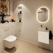 MONDIAZ TURE-DLUX Meuble toilette - 40cm - Talc - EDEN - vasque Ostra - position gauche - sans trou de robinet SW1104646
