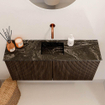 Mondiaz JOYA-DLUX 90cm meuble de salle de bains WC - couleur Walnut - Vasque FAYE position Milieu Sans trou de robinet couleur Lava. SW1422485