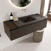 Ensemble de meuble de salle de bain Mondiaz BUKLA 120x45x34cm 0 trous de robinet lavabo centré solid surface Urban sans poignées 1 tiroir avec softclose Mélamine Marron foncé SW704922