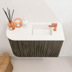 Mondiaz JOYA 61.6cm toiletmeubel - ronding links kleur Shadow - Wastafel FAYE positie Rechts 1 kraangat kleur Talc. SW1421468