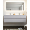 Mondiaz VICA ensemble de meuble de salle de bain - 150cm - meuble sous lavabo cale - 2 tiroirs - lavabo moon double - 2 trous de robinet - miroir LED - version XL 60cm de haut SW1097824