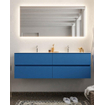 Mondiaz VICA ensemble de meuble de salle de bain - 150cm - meuble sous-vasque jeans - 4 tiroirs - lavabo cloud double - 2 trous de robinet XL version 60cm de haut SW1090996