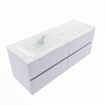 Mondiaz VICA-DLUX Ensemble de meuble de salle de bain - 130cm - meuble sous-vasque cale - 4 tiroirs - lavabo encastré cloud gauche - 1 trou de robinet - version haute de 60cm - opalo SW1086387