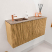 Mondiaz JOYA-DLUX 80cm toiletmeubel - kleur Oak - Wastafel FAYE positie Links 1 kraangat kleur Arena. SW1423904