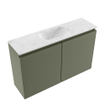 MONDIAZ TURE-DLUX Meuble toilette - 80cm - Army - EDEN - vasque Opalo - position centrale - 1 trou de robinet SW1104168