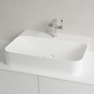 Villeroy & Boch Finion lavabo - underside rectifiée 1 trou de robinet 60x47cm - Ceramic+ avec trop-plein dissimulé stone white SW209550