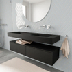 MONDIAZ ALAN 150cm - caisson bas - 2 tiroirs - lavabo suspendu - 2 vasques - 0 trous de robinet - urban SW408714