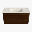 Mondiaz CIRO-DLUX Meuble de salle de bains - 100x45x50cm - Vasque solid surface Ostra - 1 lavabo au milieu - 1 trou de robinet - 2 tiroirs - Noyer SW1530346