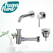 FugaFlow Eccelente Sobrado Slim Slim Kit mitigeur lavabo - robinet encastrable - bonde non-obturable - siphon design bas - Chrome brillant SW1124318