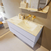 MONDIAZ VICA-DLUX Ensemble meuble de salle de bains - 110cm - armoire de base Cale - 2 tiroirs - lavabo encastré Cloud à droite - sans trous de robinet - version haute 60cm - Frappe SW1089048