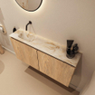 MONDIAZ TURE-DLUX Meuble toilette - 100cm - Washed Oak - EDEN - vasque Frappe - position gauche - sans trou de robinet SW1103072