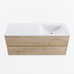 MONDIAZ VICA meuble sous lavabo 120cm Chêne blanchi 2 tiroirs. Lavabo CLOUD droite 1 trou de robinet, couleur Talc. SW1381903