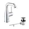 GROHE Essence New Robinet de lavabo 1 trou M size avec bec haut tournant et tirette EcoJoy avec carteouche 28mm chrome 0442574