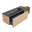 MONDIAZ KURVE-DLUX 125cm Meuble salle de bain avec module 25 D - couleur Oak - 1 tiroir - 1 porte - vasque BIG MEDIUM gauche - sans trou de robinet - couleur Lava SW1138145