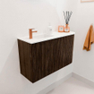 Mondiaz JOYA Meuble de toilette 71,6cm - arrondi droit couleur Noyer - Vasque FAYE position Gauche 1 trou de robinet couleur Talc SW1421276