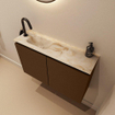 MONDIAZ TURE-DLUX Meuble toilette - 80cm - Rust - EDEN - vasque Frappe - position gauche - 1 trou de robinet SW1103003