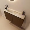 MONDIAZ TURE-DLUX Meuble WC 80cm Rust. EDEN lavabo Frappe position gauche. Avec 1 trou de robinet. SW1103003
