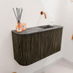 Mondiaz JOYA-DLUX 71,6 cm meuble WC - arrondi à gauche couleur Shadow - Lavabo FAYE position à droite sans trou de robinet couleur Sombra. SW1425226