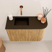 Mondiaz JOYA 61.6cm toiletmeubel - ronding rechts kleur Oak - Wastafel FAYE positie Links Zonder kraangat kleur Urban. SW1421215