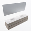 Mondiaz Vica ensemble de meuble de salle de bain - 190cm - meuble sous-vasque marron clair gris - 4 tiroirs - lavabo lune double - sans trous de robinet - couleur talc - miroir LED - version XL 60cm de haut SW1091357