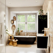 MONDIAZ VICA Meuble de salle de bains 100cm sous-encastré Urban 2 tiroirs. Lavabo CLOUD gauche 1 trou de robinet, couleur Talc. SW1381953