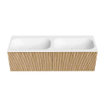 MONDIAZ KURVE 140cm Meuble salle de bain - couleur Oak - 2 tiroirs - vasque BIG SMALL double - 2 trous de robinet - Talc SW1138258