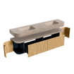 MONDIAZ THOR-DLUX Meuble de salle de bains 190cm arrondi gauche + droite couleur Oak avec 2 tiroirs et 2 portes. Vasque suspendue CLOUD Double 2 trous de robinet couleur Saba. SW1466650