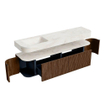 MONDIAZ THOR-DLUX 180cm badmeubel ronding links + rechts kleur Walnut met 2 lades en 2 deuren. Vrijhangende wastafel CLOUD Links 1 kraangat kleur Ostra. SW1465971