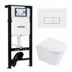 QeramiQ Dely Ensemble WC - 36.3x51.7cm - cuvette profonde - rimless - Réservoir encastré avec mécanisme de chasse Geberit UP320 - abattant WC softclose 35 mm - plaque de commande blanche brillante - boutons rectangulaires - blanc mat SW1413221