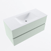 Mondiaz VICA ensemble de meuble de salle de bain - 100cm - meuble sous-vasque greey - 2 tiroirs - lavabo cloud milieu - sans trous de robinet - version haute de 60cm - talc SW1083906