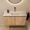 MONDIAZ TURE-DLUX Meuble toilette - 80cm - Washed Oak - EDEN - vasque Ostra - position centrale - sans trou de robinet SW1105185