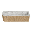 MONDIAZ KURVE-DLUX 145cm Meuble salle de bain avec module 25 G - couleur Oak - 1 tiroir - 1 porte - vasque BIG LARGE droite - 2 trous de robinet - couleur Glace SW1137936