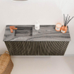 Mondiaz JOYA-DLUX 80cm toiletmeubel - kleur Shadow - Wastafel FAYE positie Links 1 kraangat kleur Sombra. SW1425189