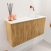 Mondiaz JOYA 80cm meuble de salle de bains - couleur Oak - Vasque FAYE position Droite Sans trou de robinet couleur Talc SW1421113
