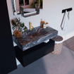 Mondiaz ALAN-DLUX Ensemble de meuble - 90cm - meuble Urban mat - 1 tiroir - Lavabo Cloud Lava suspendu - vasque Centre - 1 trou de robinet SW807886