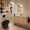 MONDIAZ TURE-DLUX Meuble toilette - 120cm - Washed Oak - EDEN - vasque Glace - position centrale - 1 trou de robinet SW1103619