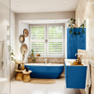 Mondiaz VICA ensemble de meuble de salle de bain - 140cm - meuble sous-vasque jeans - 2 tiroirs - lavabo moon milieu - 1 trou de robinet - couleur talc - miroir LED - version XL 60cm haut SW1092143