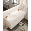 Mondiaz VICA ensemble de meuble de salle de bain - 120cm - meuble sous-vasque lin - 4 tiroirs - lavabo lune gauche - 1 trou de robinet - miroir LED - version XL 60cm de haut SW1098312