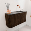 Mondiaz JOYA-DLUX Meuble de salle de bains 71,6cm - arrondi gauche couleur Walnut - Vasque FAYE position droite Sans trou de robinet couleur Sombra SW1424749