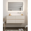 Mondiaz VICA ensemble de meuble de salle de bain - 120cm - meuble sous-vasque lin - 4 tiroirs - lavabo lune droite - sans trou de robinet - miroir LED - version XL 60cm haut SW1098374