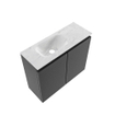 MONDIAZ TURE-DLUX Meuble toilette - 60cm - Dark Grey - EDEN - vasque Opalo - position gauche - sans trou de robinet SW1104333