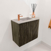 Mondiaz JOYA-DLUX Meuble de salle de bains 51,6cm - arrondi droit couleur Shadow - Vasque FAYE position Gauche 1 trou de robinet couleur Glace. SW1422773