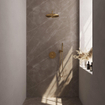 BRAUER Gold Edition douche de pluie encastrée thermostatique - 3 voies - rond - set 76 - tête de douche 30cm - bras mural courbé - douchette barre - flexible de douche - coude d'alimentation mural - or brossé PVD SW1159013