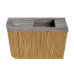 Mondiaz JOYA-DLUX 61.6cm toiletmeubel - ronding links kleur Oak - Wastafel FAYE positie Rechts Zonder kraangat kleur Sombra. SW1424268