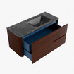 Mondiaz CIRO-DLUX Ensemble meuble de salle de bains - 110x45x50cm - Vasque solid surface Lava - 1 bassin à droite - sans trous de robinet - 2 tiroirs - Ruby SW1531581